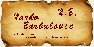 Marko Barbulović vizit kartica